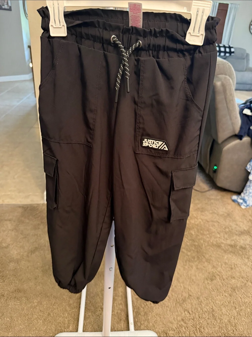 Justice Black Cargo Joggers for Kids